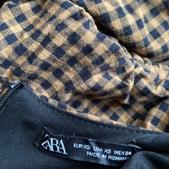 Zara ➰ ladies checked long sleeve scrunch design mini dress XS - Picture 2 of 2